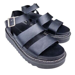 Madden Girl Daze Lug-Sole Platform Black Sandals Women's Size 8